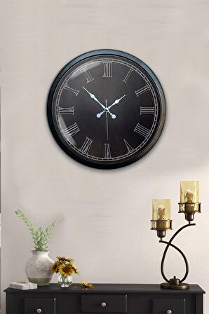 40 Cm Siyah Metal Siyah Duvar Saati