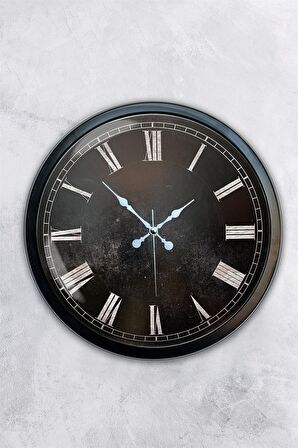 40 Cm Siyah Metal Siyah Duvar Saati