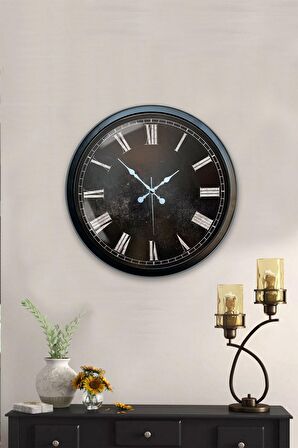 40 Cm Siyah Metal Siyah Duvar Saati