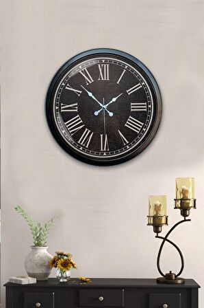 40 Cm Siyah Metal Siyah Duvar Saati