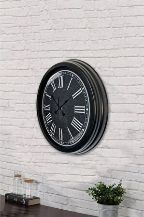 40 Cm Siyah Metal Siyah Duvar Saati