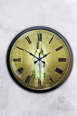 40 Cm Siyah Metal Şişe Duvar Saati