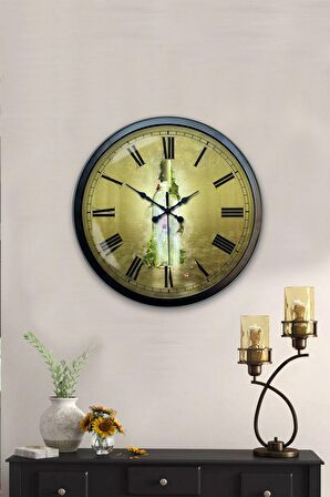 40 Cm Siyah Metal Şişe Duvar Saati