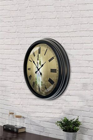 40 Cm Siyah Metal Şişe Duvar Saati