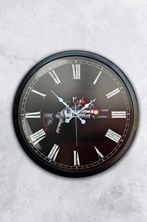 40 Cm Siyah Metal Silah Duvar Saati