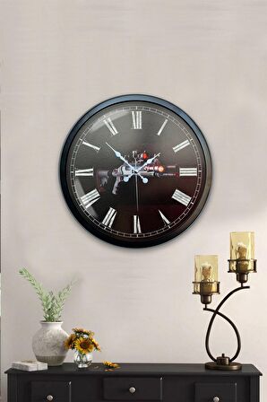 40 Cm Siyah Metal Silah Duvar Saati