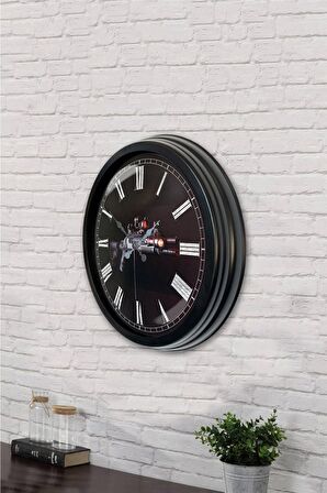 40 Cm Siyah Metal Silah Duvar Saati
