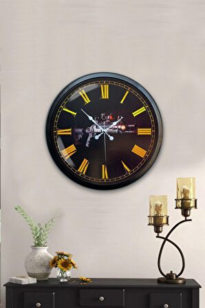 40 Cm Siyah Metal Silah Duvar Saati