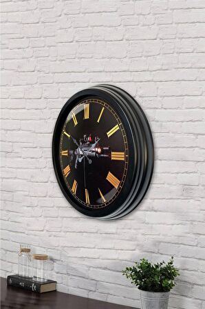 40 Cm Siyah Metal Silah Duvar Saati