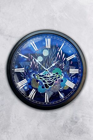 40 Cm Siyah Metal Sea Life Duvar Saati
