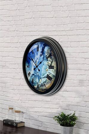 40 Cm Siyah Metal Sea Duvar Saati