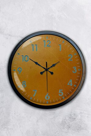 40 Cm Siyah Metal Sarı Duvar Saati