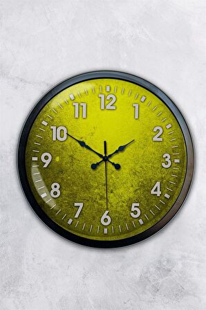 40 Cm Siyah Metal Sarı Duvar Saati
