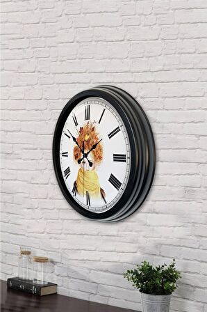 40 Cm Siyah Metal Sanatsal Duvar Saati