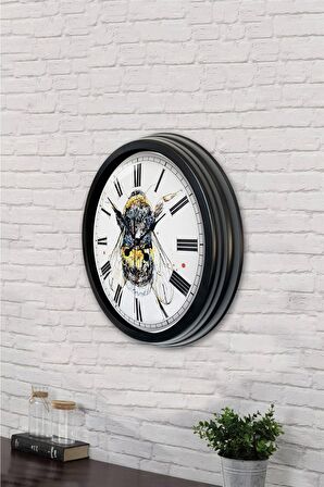 40 Cm Siyah Metal Sanatsal Duvar Saati