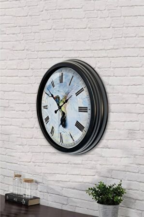 40 Cm Siyah Metal Sanatsal Duvar Saati