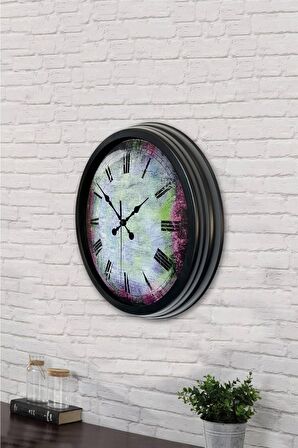 40 Cm Siyah Metal Sanatsal Duvar Saati