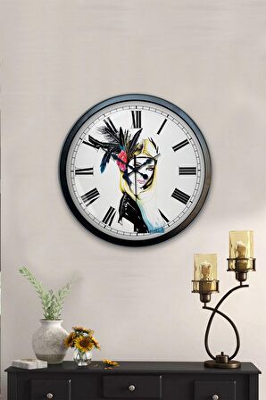 40 Cm Siyah Metal Sanatsal Duvar Saati