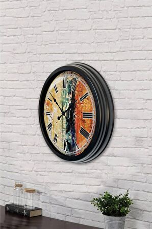 40 Cm Siyah Metal Sanat Duvar Saati