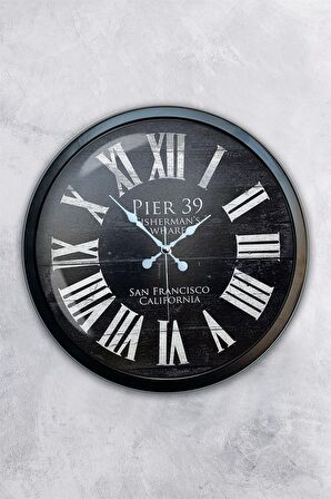 40 Cm Siyah Metal San Francisco Duvar Saati