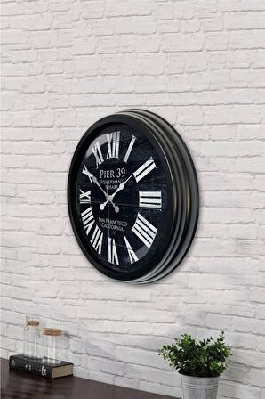 40 Cm Siyah Metal San Francisco Duvar Saati