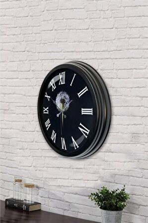 40 Cm Siyah Metal Romen Klasik Duvar Saati