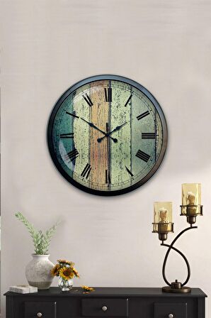 40 Cm Siyah Metal Romen Eskitme Duvar Saati