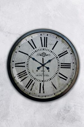 40 Cm Siyah Metal Romen Eskitme Duvar Saati