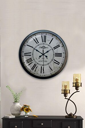 40 Cm Siyah Metal Romen Eskitme Duvar Saati