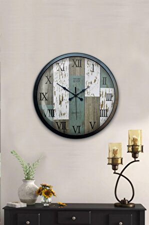 40 Cm Siyah Metal Romen Duvar Saati