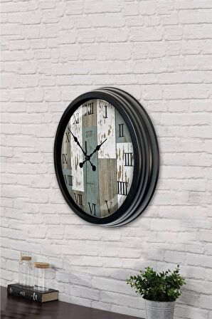 40 Cm Siyah Metal Romen Duvar Saati