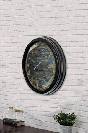 40 Cm Siyah Metal Romen Duvar Saati