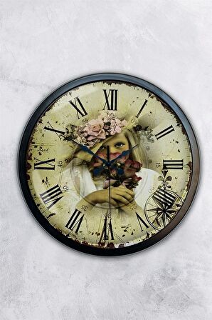 40 Cm Siyah Metal Romen Duvar Saati