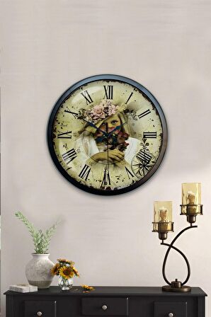 40 Cm Siyah Metal Romen Duvar Saati
