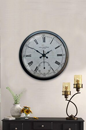 40 Cm Siyah Metal Romen Antik Duvar Saati
