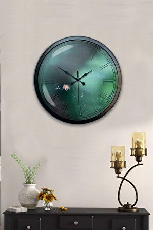 40 Cm Siyah Metal Romantizm Duvar Saati