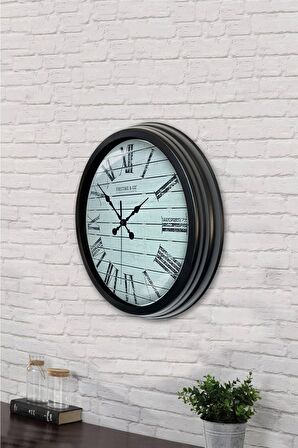 40 Cm Siyah Metal Roman Duvar Saati