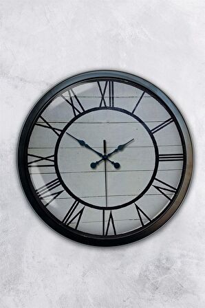 40 Cm Siyah Metal Roma Rakamlı Duvar Saati