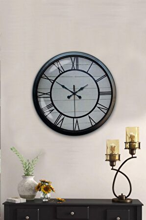 40 Cm Siyah Metal Roma Rakamlı Duvar Saati