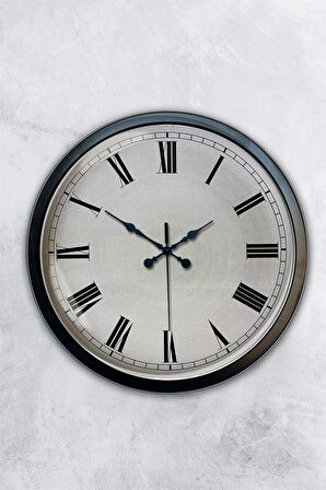 40 Cm Siyah Metal Roma Rakamlı Duvar Saati