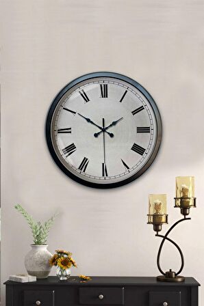 40 Cm Siyah Metal Roma Rakamlı Duvar Saati