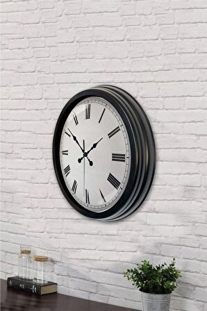40 Cm Siyah Metal Roma Rakamlı Duvar Saati