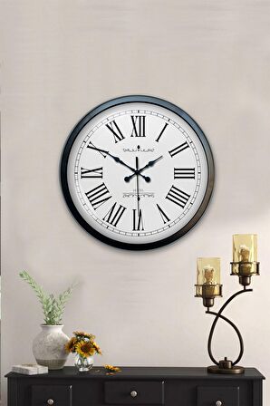 40 Cm Siyah Metal Roma Rakamlı Duvar Saati