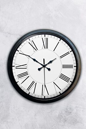 40 Cm Siyah Metal Roma Klasik Duvar Saati