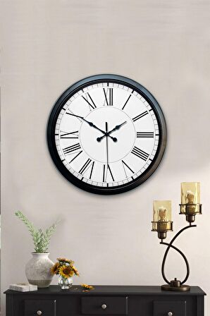 40 Cm Siyah Metal Roma Klasik Duvar Saati