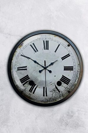40 Cm Siyah Metal Roma  Duvar Saati