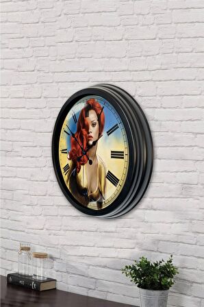 40 Cm Siyah Metal Rihanna Duvar Saati