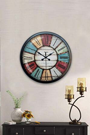 40 Cm Siyah Metal Retro Duvar Saati