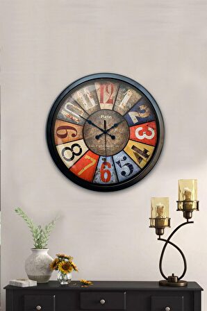 40 Cm Siyah Metal Retro Duvar Saati