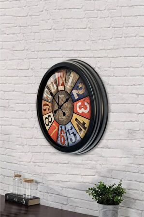 40 Cm Siyah Metal Retro Duvar Saati